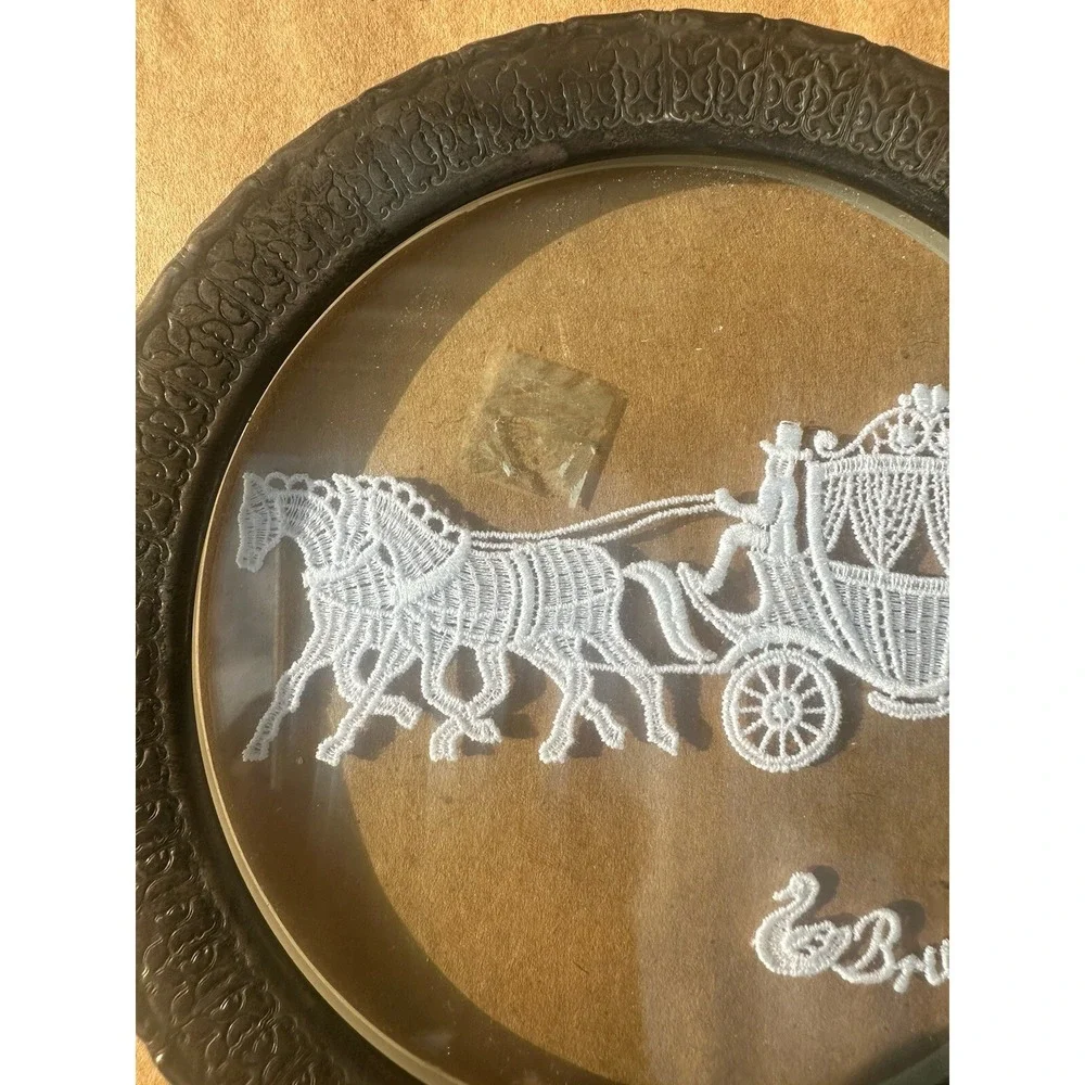 Horse Carriage Embroidered Victorian Brass Framed Brugges Belgium Our Huis Lace